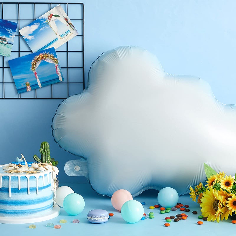 Sumind 6 Pcs 30 Inch White Cloud Foil Balloons for Birthday Baby Shower Themed Party Birthday Party Decorations Supplies (Light Blue) - Image 4